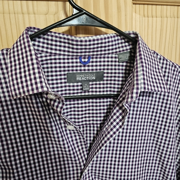 Kenneth Cole Reaction Purple Checkered Men's Shirt - Picture 5 of 8